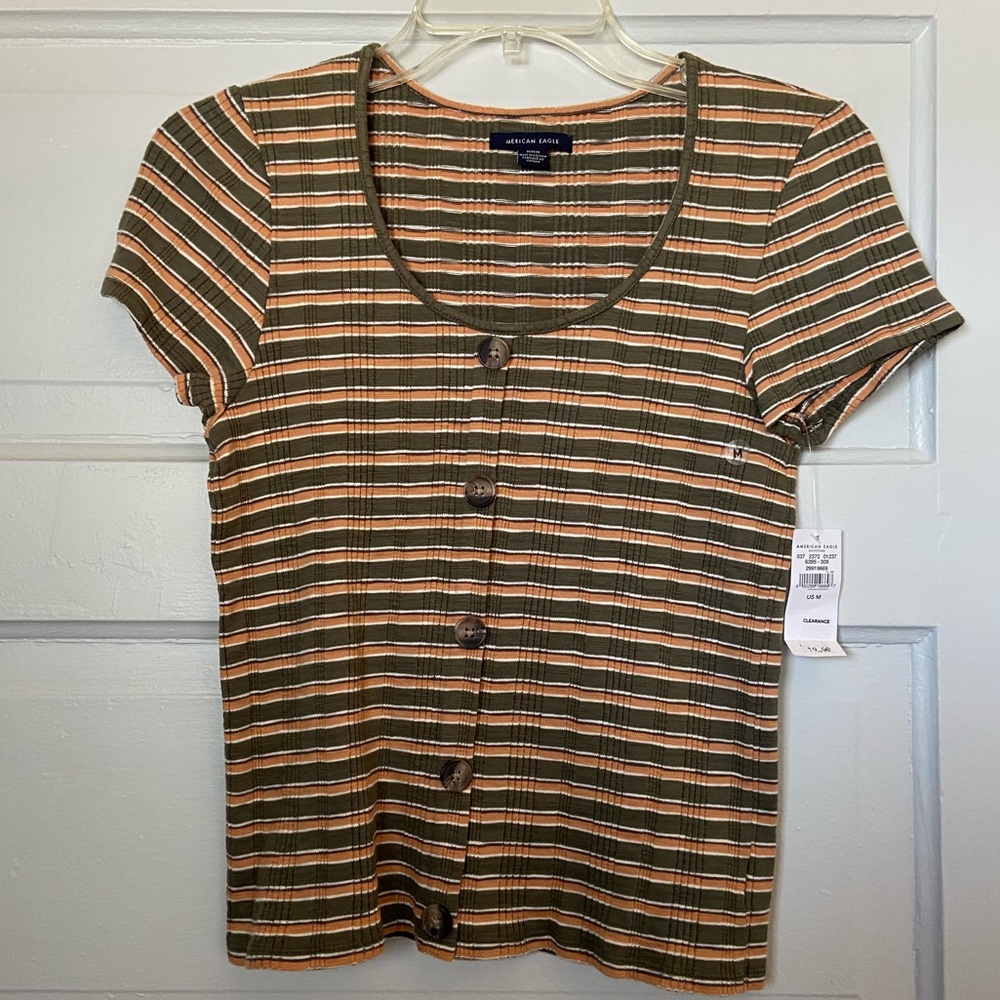 American Eagle Button Up Striped Shirt